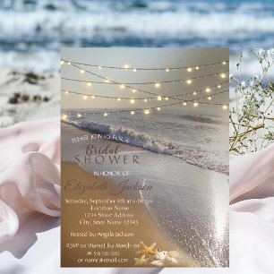 Invitation Lumières de mariage de plage en forme de coquillag