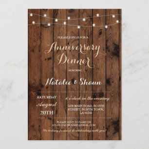 Invitation Lumières de mariage en bois Anniversaire Invitatio