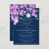 Invitation Lumières de mariage Jars Pailleté Rose Bleu Nuit (Devant / Derrière)