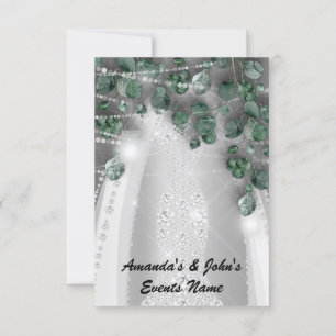 Invitation Lumières de mariage Robe verte rustique Diamant Ro
