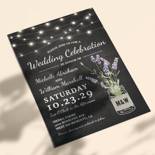 Invitation Lumières de mariage rustiques au lavande en bocaux