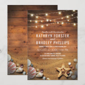 Invitation Lumières de mer étoile de mer rustique mariage tro (Devant / Derrière)
