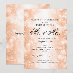 Invitation Lumières de miroitement d'or de M. Mme Couples
