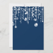 Invitation Lumières de Noël Bleu Marine sur Fil Blanc pour Fê (Dos)