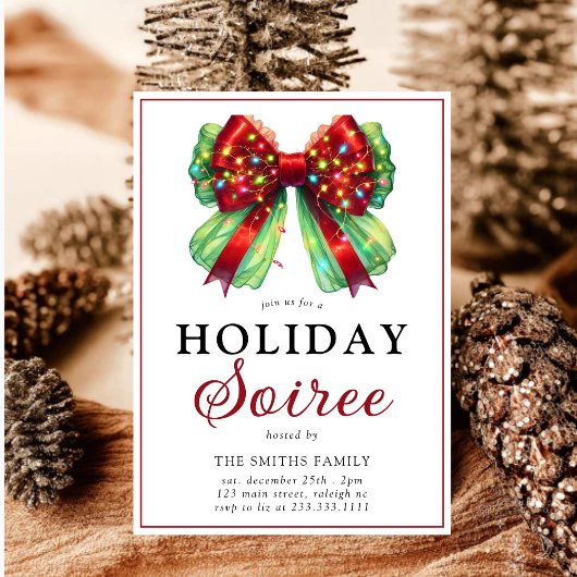 Invitation Lumières de Noël de Bow moderne Soirée