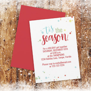 Invitation Lumières de Noël de fête C'est la saison Coloré Mi