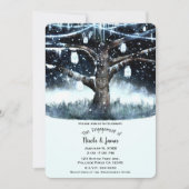 Invitation Lumières de Noël Rustiques de Mariage d'Arbre d'Hi (Devant)