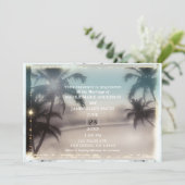 Invitation Lumières de palmiers mariage plage tropicale vinta (Debout devant)