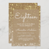 Invitation Lumières de Parties scintillant Gold Sparkle 18e a (Devant / Derrière)