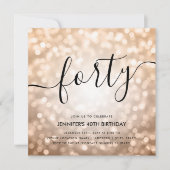 Invitation Lumières de Parties scintillant or Rose moderne 40 (Devant)