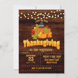 Invitation Lumières de pèlerinage Citrouille de Thanksgiving