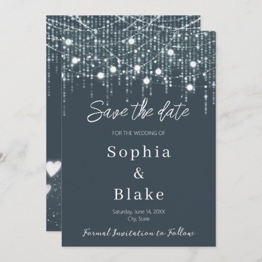 Invitation Lumières de pendage gris et blanc modernes Enregis (Devant / Derrière)