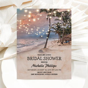 Invitation Lumières de plage tropicales vintage pour mariage