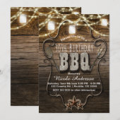 Invitation Lumières de pots Mason en bois rustique BBQ pour f (Devant / Derrière)