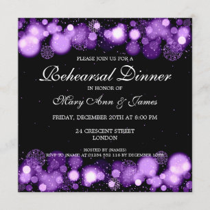 Invitation Lumières de pourpre de dîner de répétition de