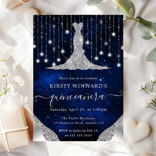 Invitation Lumières de Quinceanera en forme de diamant et gui