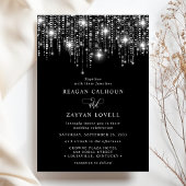 Invitation Lumières de rideau verticales élégantes noires