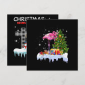 Invitation Lumières de sapin de Noël flamant rose (Devant / Derrière)