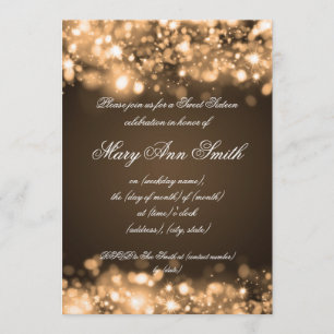 Invitation Lumières de scintillement d'or de partie de sweet