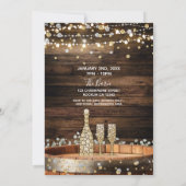 Invitation Lumières de tonneau de bois rustique pour fête d'a (Dos)