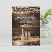 Invitation Lumières de tonneau de bois rustique pour la fête  (Debout devant)