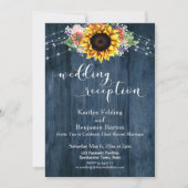 Invitation Lumières de tournesol de bois bleu de réception de (Devant)