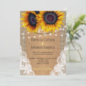 Invitation Lumières de tournesol de burlap rustique et mariag (Debout devant)