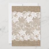 Invitation Lumières de tournesol de burlap rustique et mariag (Dos)