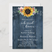 Invitation Lumières de tournesol en bois bleu Répétition post (Devant)