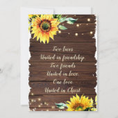 Invitation Lumières de tournesol sur bois rustique Mariage ch (Dos)