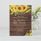 Invitation Lumières de tournesols rustiques sur Mariage chrét (Debout devant)