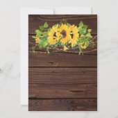 Invitation Lumières de tournesols rustiques sur Mariage chrét (Dos)