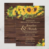 Invitation Lumières de tournesols rustiques sur Mariage chrét (Devant / Derrière)