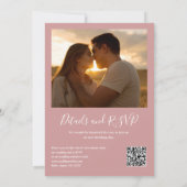 Invitation Lumières de verdure Rose Poussiéreuse Code QR Phot (Dos)