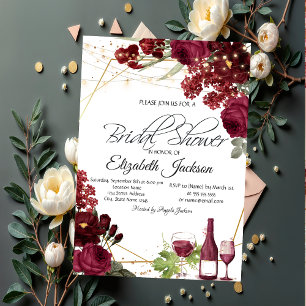 Invitation Lumières de Verre à Vin Roses Cadre Baby Shower de
