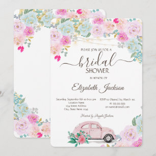 Invitation Lumières de voiture roses Chic Fête de mariage de 