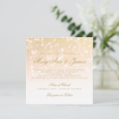 Invitation Lumières d'étincelle de Bokeh d'or de mariage (Debout devant)