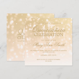 Invitation Lumières d'étincelle d'or de fête d'anniversaire