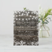 Invitation Lumières d'hiver et flocons de neige Baby shower r (Debout devant)