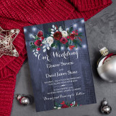 Invitation Lumières d'hiver rustique mariage floral bordeaux