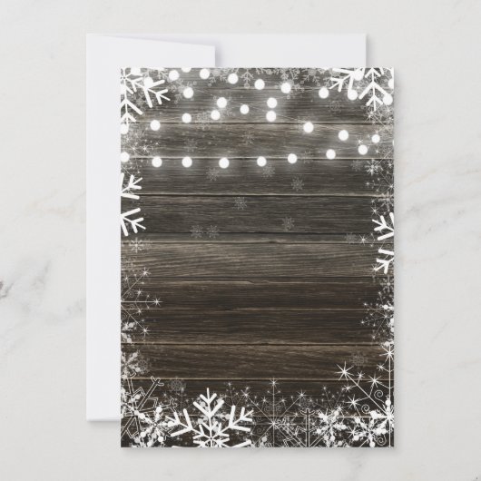 Invitation Lumières d'hiver Snowflakes Rustique Fiançailles d (Dos)