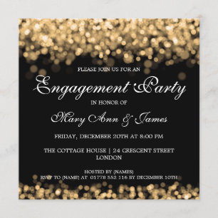 Invitation Lumières d'or de la partie d'engagement mariage