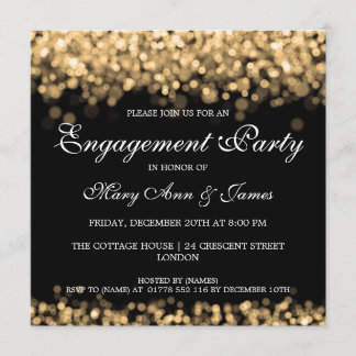 Invitation Lumières d'or de la partie d'engagement mariage