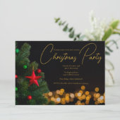 Invitation Lumières dorées scintillantes Fête de Noël moderne (Debout devant)