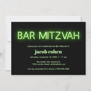 Invitation Lumières du néon vert Bar Mitzvah