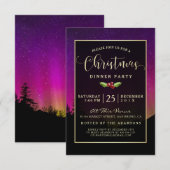 Invitation Lumières du Nord Moderne Aurora Sky Dîner de Noël (Devant / Derrière)