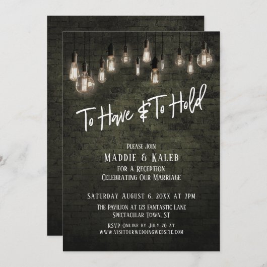 Invitation Lumières Edison en brique industrielle à avoir et  (Devant / Derrière)