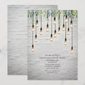 Invitation Lumières Edison Vintage Brique Blanche Fête Botani (Devant / Derrière)