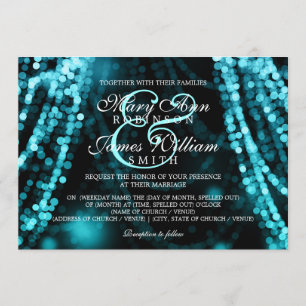 Invitation Lumières élégantes de ficelle de turquoise de