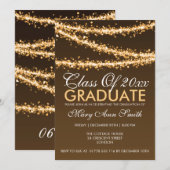 Invitation Lumières élégantes de ficelle d'or de fête de (Devant / Derrière)